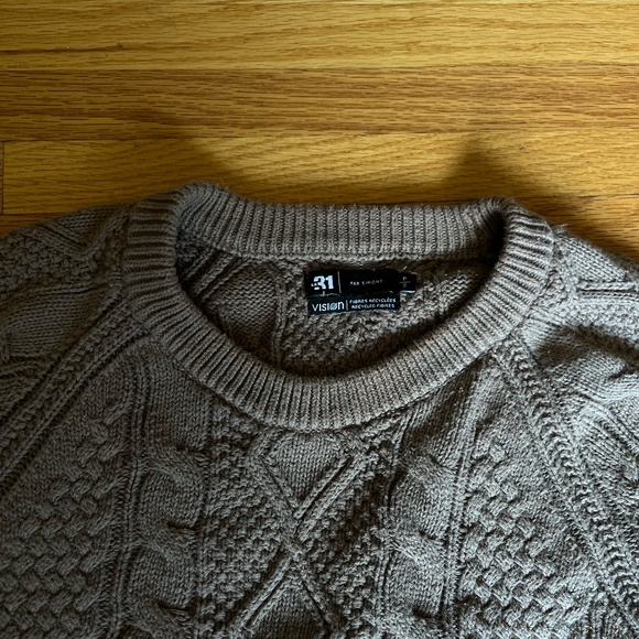 100% Cotton Mocha-Brown Fall Chunky Cable-Knit Sweater - Picture 2 of 5